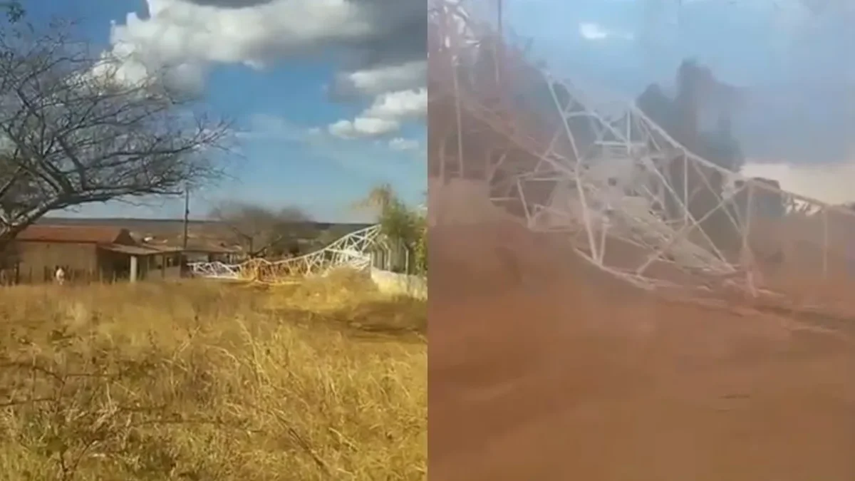 Antena de telecomunicações cai e corta energia em Campos Sales