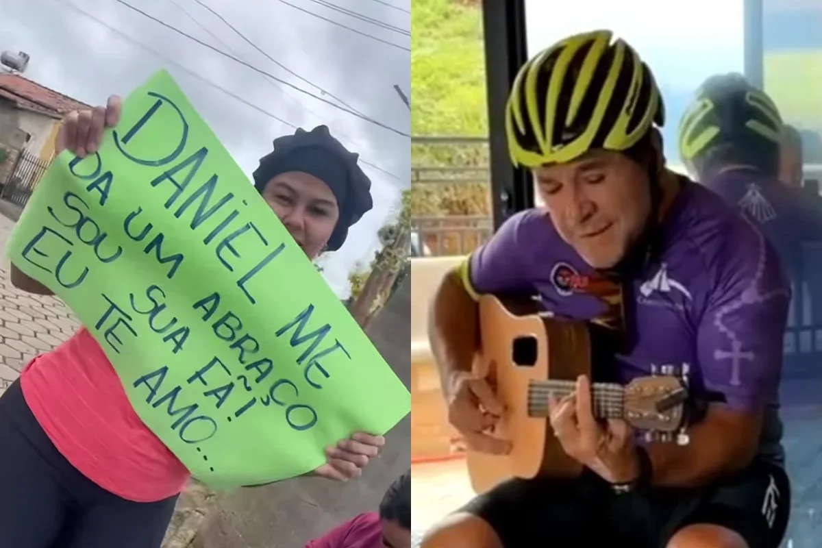 Cantor Daniel atende fãs que esperaram horas na peregrinação