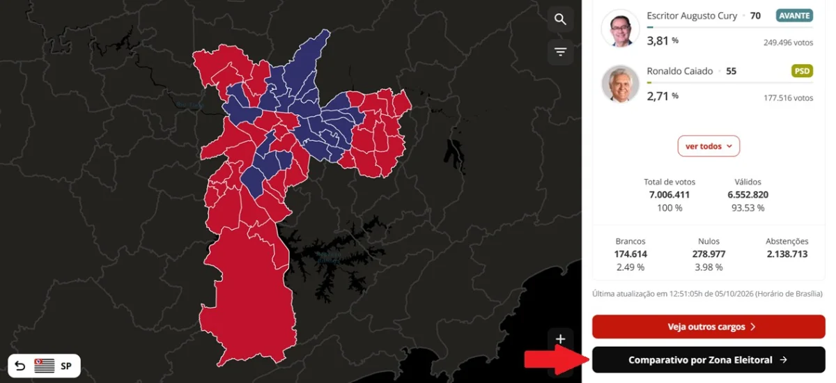 Mapa da Apuração mostra voto por urna em Fortaleza e Caucaia
