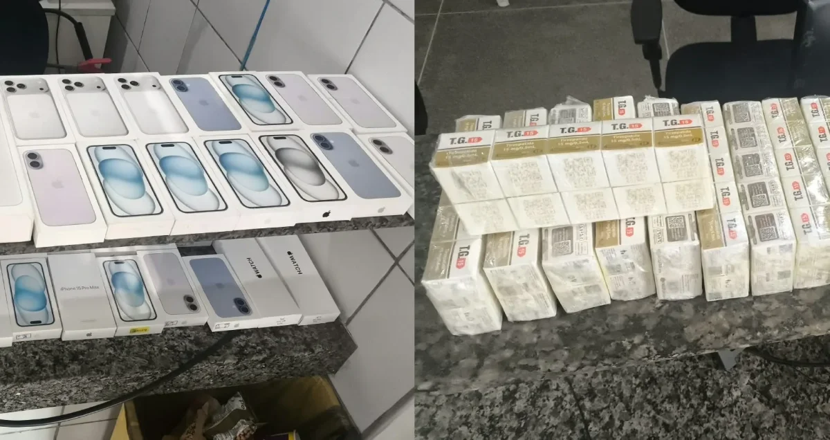 Motorista autuado: PM apreende 174 frascos e 28 iPhones