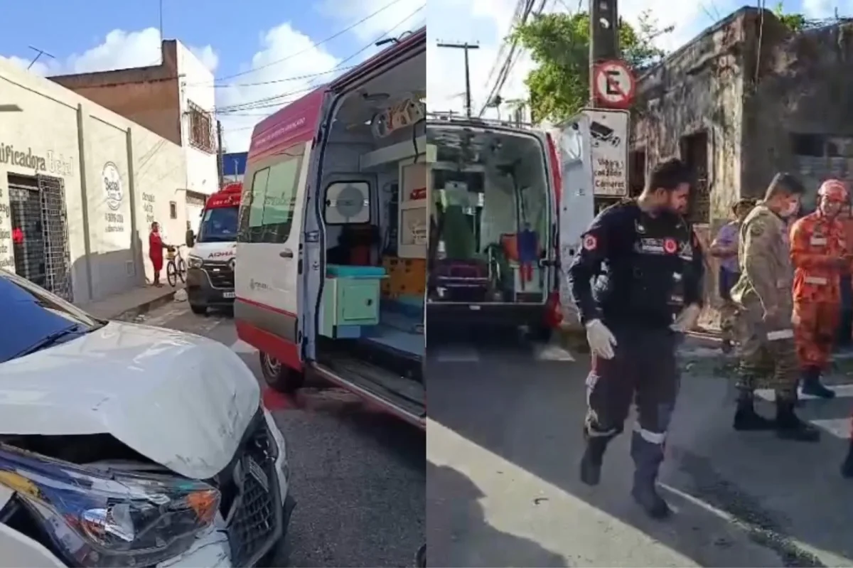 Mulher presa às ferragens após carro capotar em Fortaleza