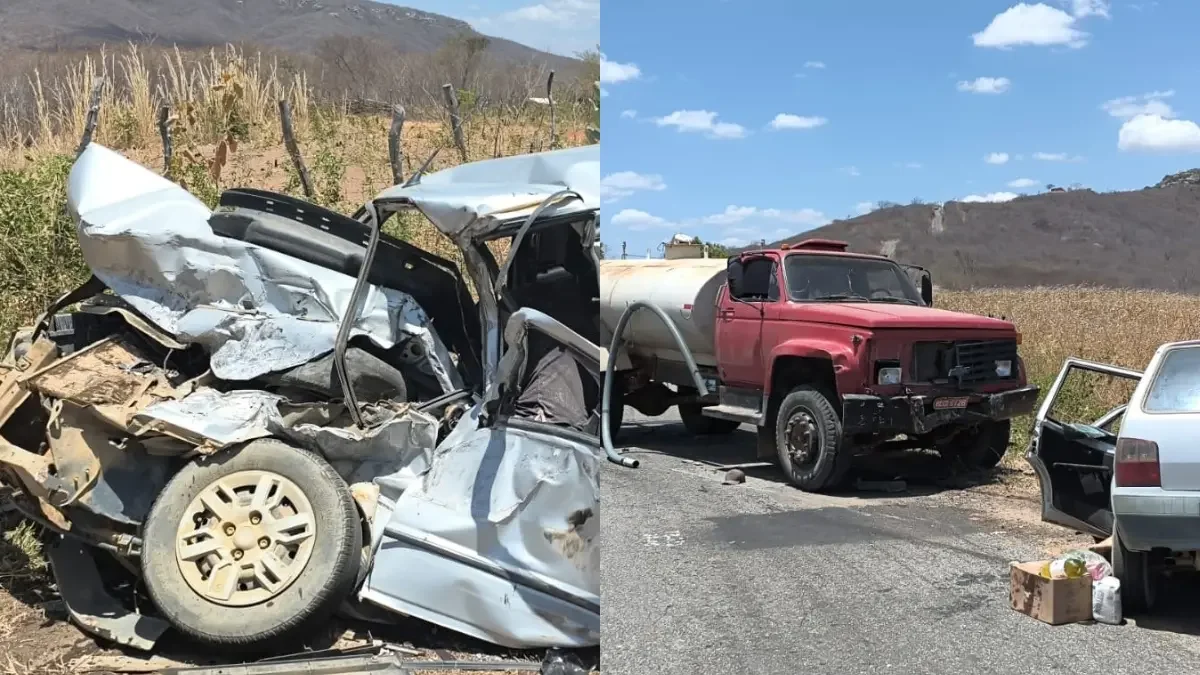 Parambu: colisão entre carro e caminhão-pipa deixa três mortos