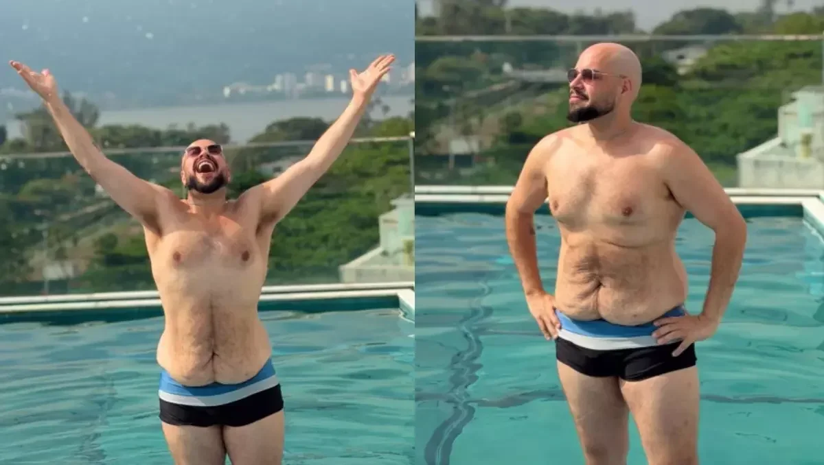 Tiago Abravanel posa de sunga após perder 23 kg e gera elogios nas redes